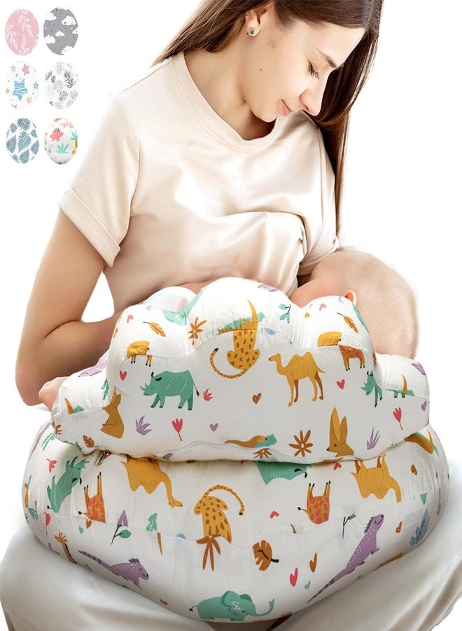 Proliva وسادة بروليفا للرضاعة الطبيعية للأطفال حديثي الولادة مع غطاء قابل للفصل، وسادة الرضاعة الطبيعية ودعم الرضاعة الطبيعية للأطفال، وسادة رضاعة مع غطاء قابل للإزالة (أبيض كريمي - جملي) - Image 1