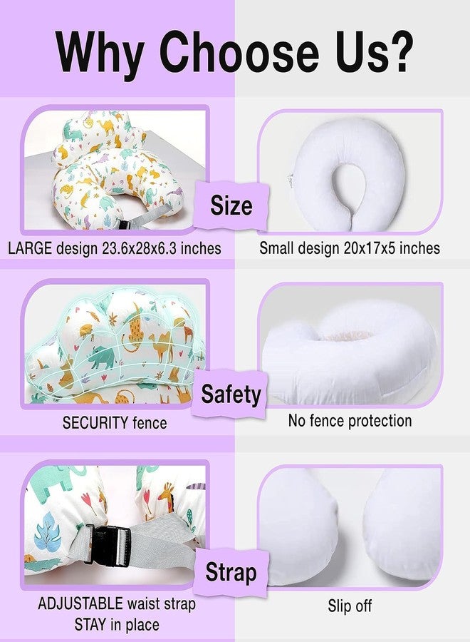 Proliva وسادة بروليفا للرضاعة الطبيعية للأطفال حديثي الولادة مع غطاء قابل للفصل، وسادة الرضاعة الطبيعية ودعم الرضاعة الطبيعية للأطفال، وسادة رضاعة مع غطاء قابل للإزالة (أبيض كريمي - جملي) - Image 2