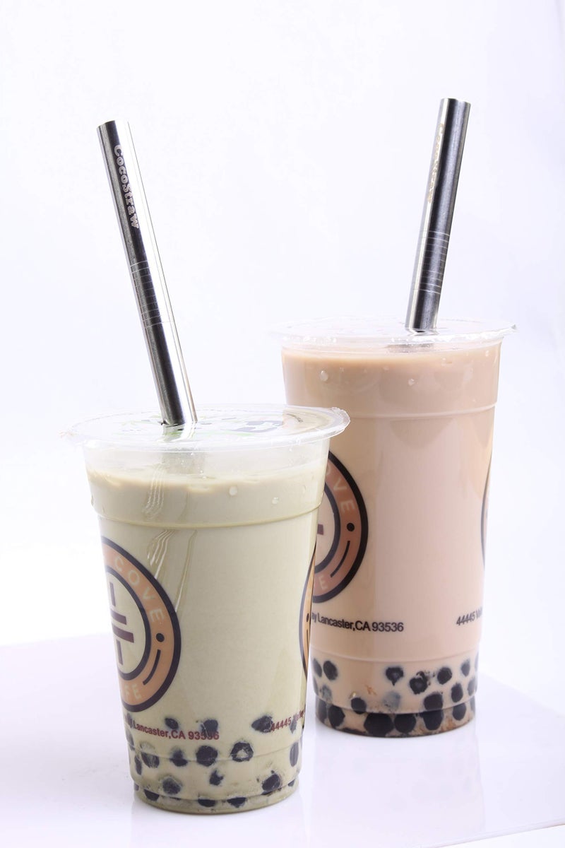 CocoStraw 2 Point End BOBA Straw Stainless Steel Extra Wide 1/2" x 9.5" Long Tapioca Pearl Bubble Tea Thick FAT Poke Puncture - CocoStraw Brand - Image 2