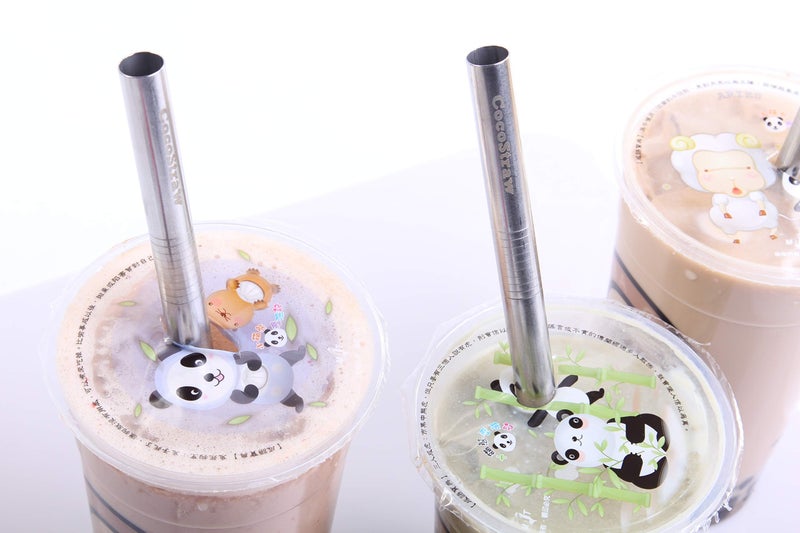CocoStraw 2 Point End BOBA Straw Stainless Steel Extra Wide 1/2" x 9.5" Long Tapioca Pearl Bubble Tea Thick FAT Poke Puncture - CocoStraw Brand - Image 5