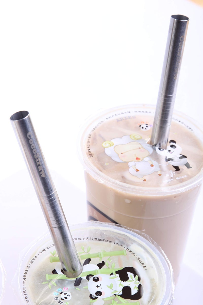 CocoStraw 2 Point End BOBA Straw Stainless Steel Extra Wide 1/2" x 9.5" Long Tapioca Pearl Bubble Tea Thick FAT Poke Puncture - CocoStraw Brand - Image 4