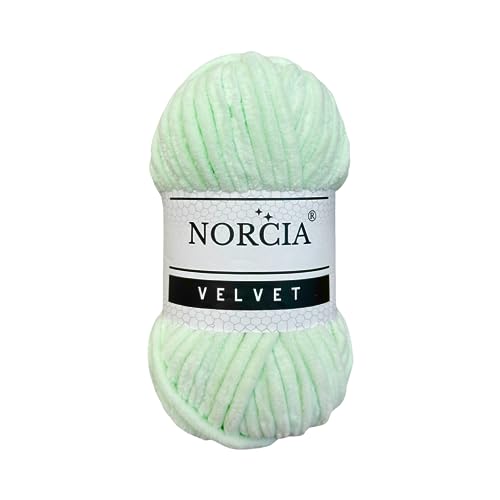 NORCIA Soft Velvet Yarn Chenille Yarn for Crocheting Baby Blanket Yarn for Knitting Amigurumi Yarn Fancy Yarn for Crochet Weaving Craft (Light Green, 1 Skein) - Image 1