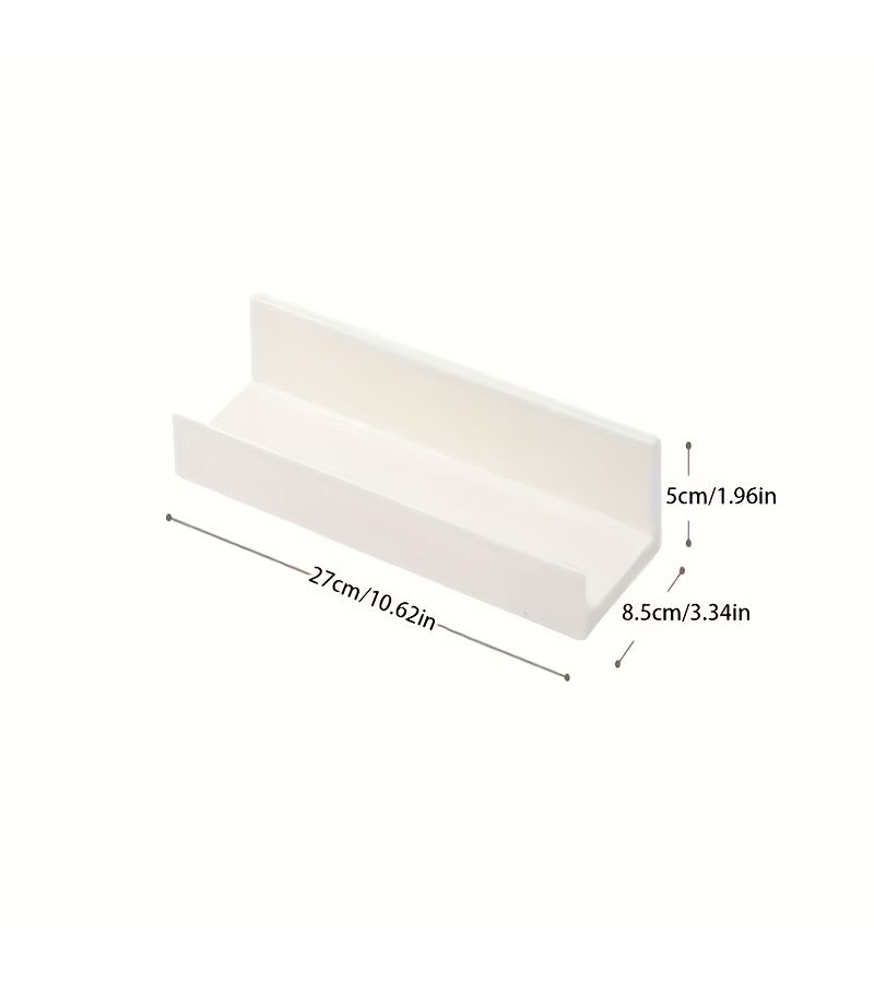 2pcs No Drill Self Adhesive Wall Shelves White Adjustable Length Multi Purpose Storage Rack Durable Plastic Organizer For Bathroom Kitchen Bedroom Living Room Farmhouse Style Space Saving Modern Design Minimalist Shelving Unit - Image 3