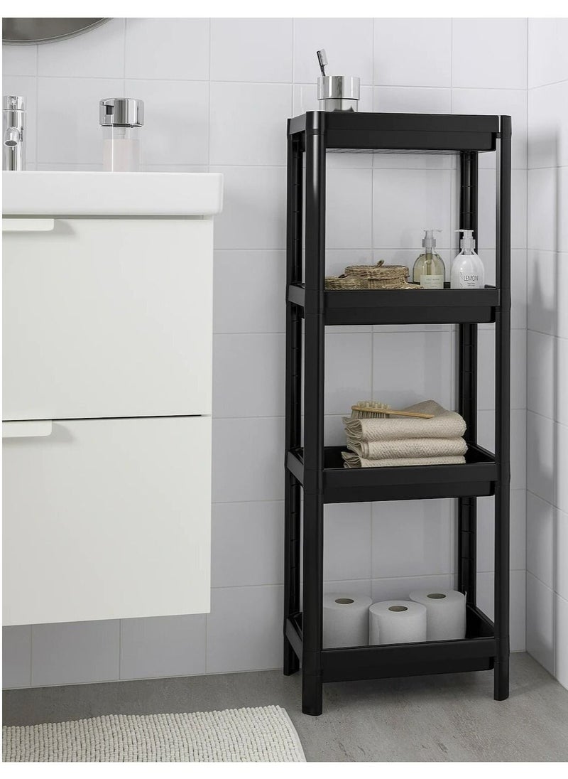 ALMUFARREJ 4 Layer Vesken Shelving Unit Shelf Black 36x23x100 cm  - Image 1