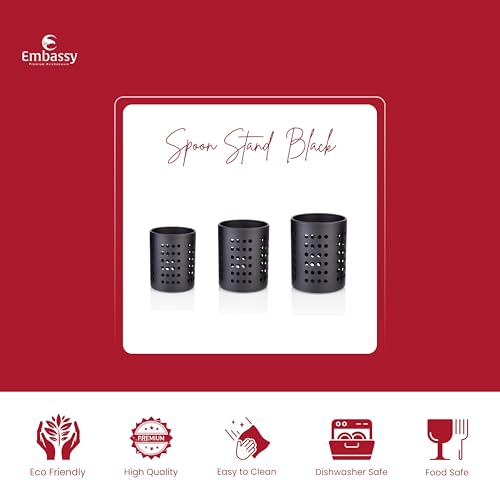 EMBASSY Cutlery/Stationary/Toiletry Holder, Set of 3 - Sizes 1-3 (Black Colour, Stainless Steel) - Image 2