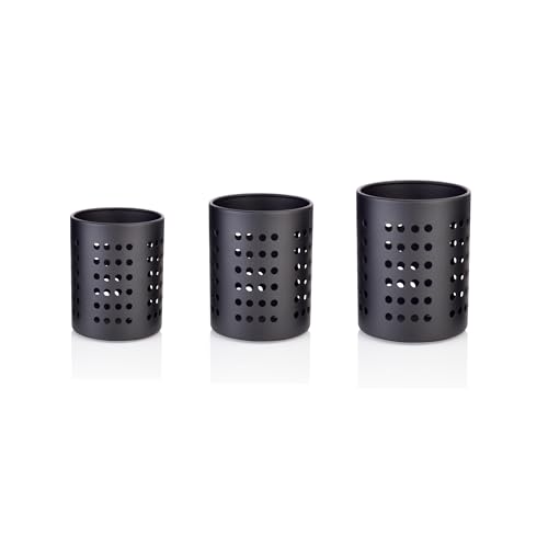 EMBASSY Cutlery/Stationary/Toiletry Holder, Set of 3 - Sizes 1-3 (Black Colour, Stainless Steel) - Image 1