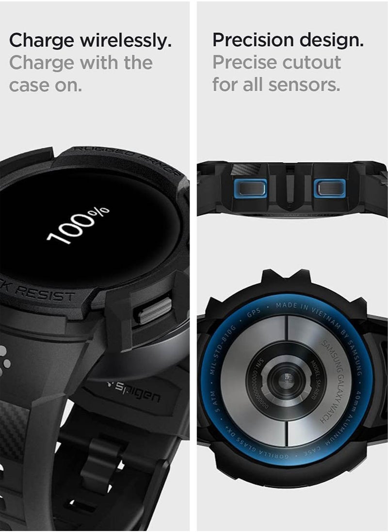 Spigen - Spigen Rugged Armor Pro Designed for Samsung Galaxy Watch FE (2024), Galaxy Watch 5 40mm (2022), Galaxy Watch 4 40mm (2021) Band with Case Protector - Charcoal Gray - Image 1