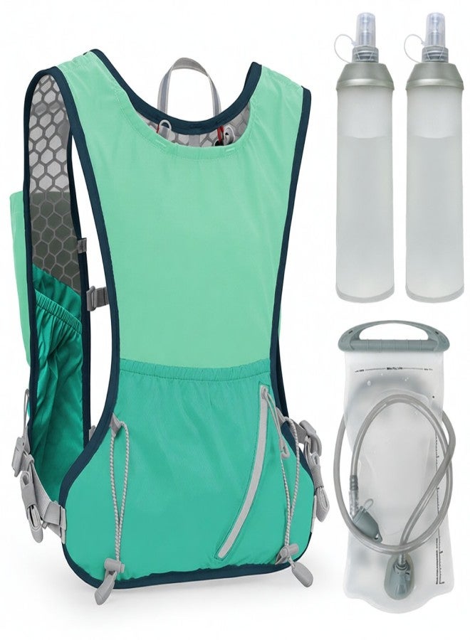 INOXTO 5L Hydration Vest Backpack Water Running Vest Pack with 1pc 1.5L Water Bladder and 2pcs 450ml Soft Water Bottles - Image 1