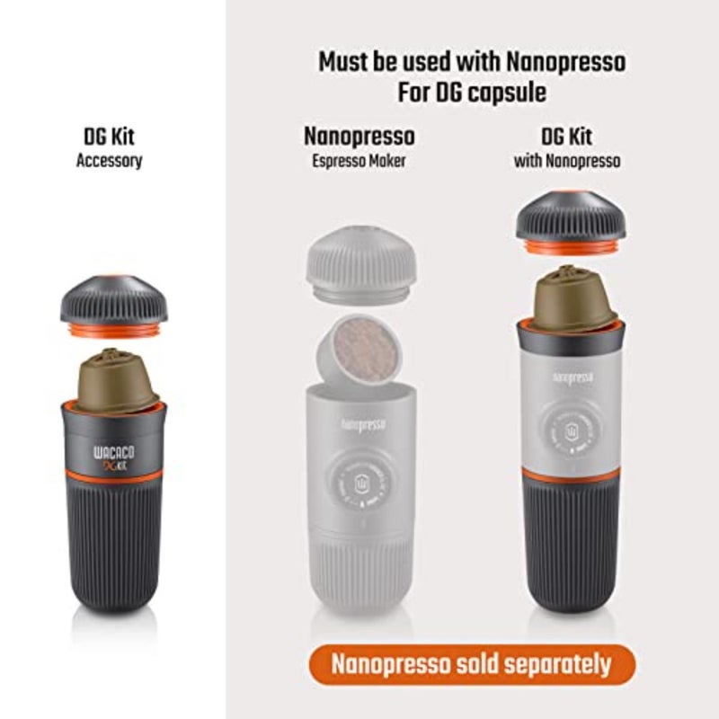 مجموعة ملحقات Nanopresso لكبسولات قهوة DG: الألومنيوم، أسود غير لامع، تصميم مدمج ومحمول مثالي للسفر أو التخييم أو الاستخدام المكتبي - Image 2