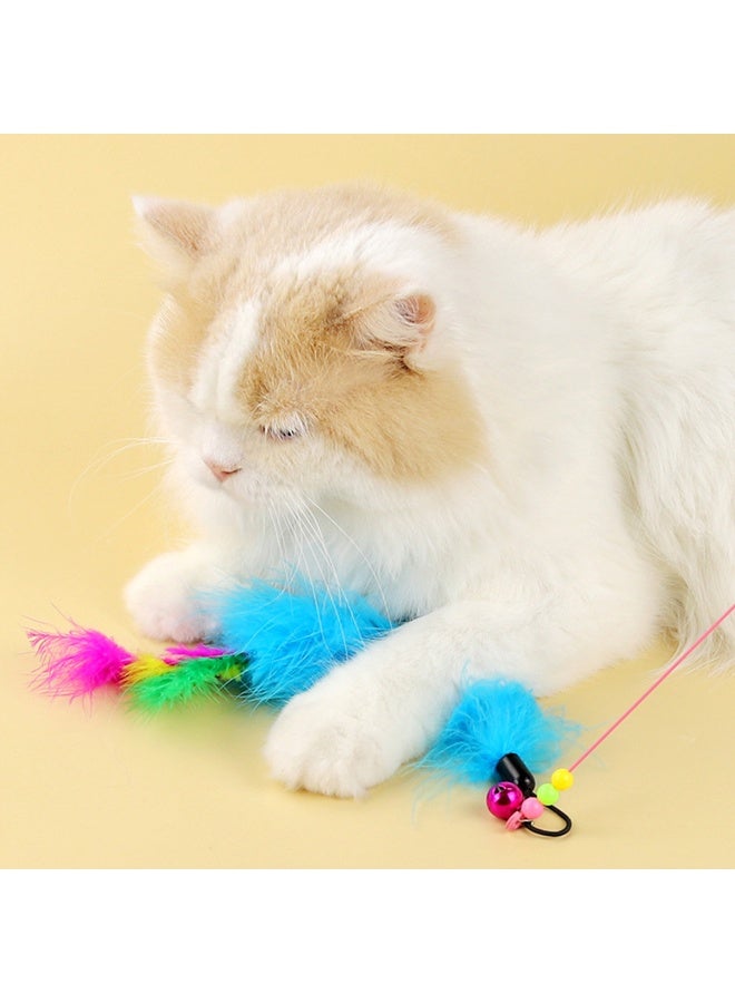 Interactive Cat Teaser Fishing Poles Bells Fish Design Engaging Cat Toys for Indoor Play and Exercise（Plush Feathers） - Image 4