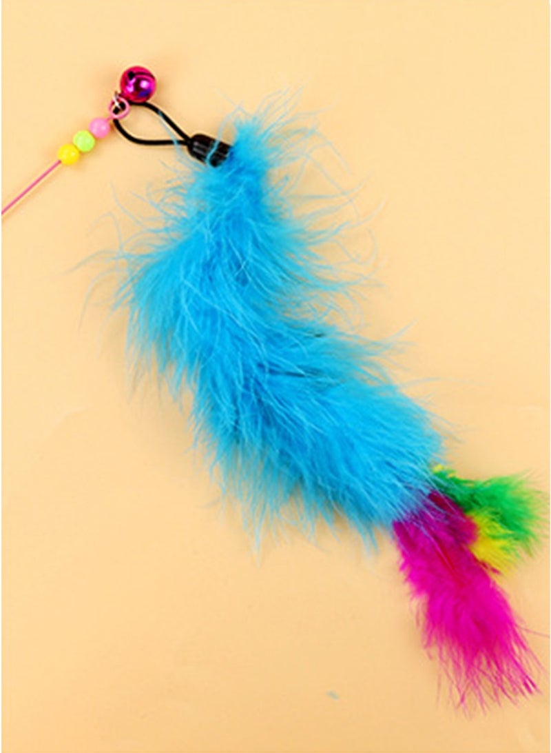 Interactive Cat Teaser Fishing Poles Bells Fish Design Engaging Cat Toys for Indoor Play and Exercise（Plush Feathers） - Image 3