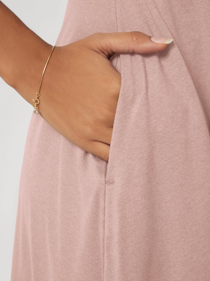 ODODOS Women's Square Neck Midi Dress with Pockets - Ultra Soft odSTRATUM Tech Summer Sleeveless Sundress Flare Tank Dress, Rose Pink Heather, Medium - Image 5