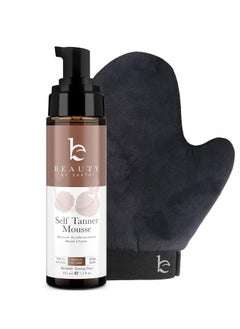 Beauty by Earth Self Tanner Tanning Mousse Kit - USA Made with Natural & Organic Ingredients, Self Tanner Mousse and Mitt, Self Tan Kit, Fake Tan Tanning Foam, Medium to Dark Sunless Tanner, Self Tanners Best Sellers  - Image 1