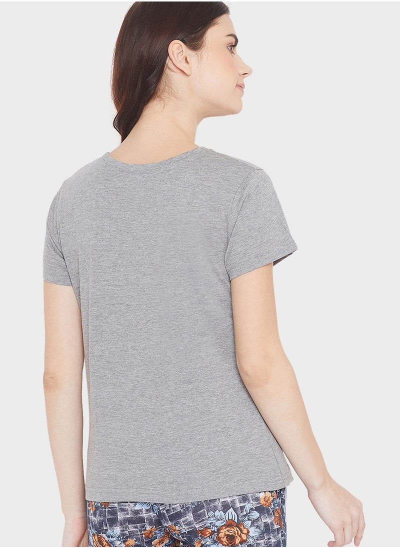 Clovia - Cotton Rich Sleep T-Shirt - Image 1