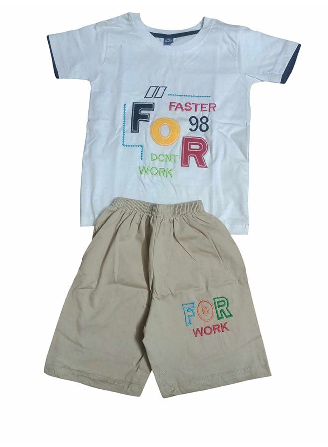 طقم بأكمام قصيرة وقصة عادية - قطعتين