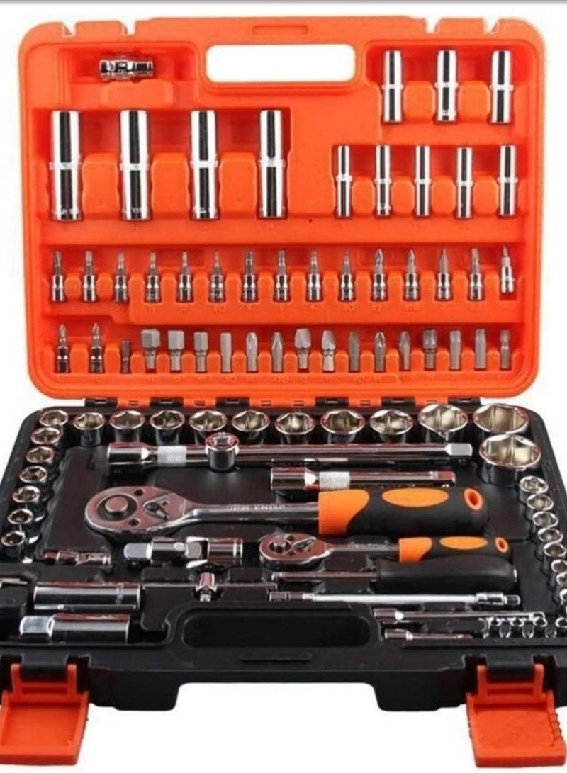 GGOOT Ratchet Spanner Socket Set Socket Wrench Set 94Pcs Auto Repairing Red Box Hardware Tool Kits Sockets Ratchet Wrench Combo Tools Kit 1011 - Image 1