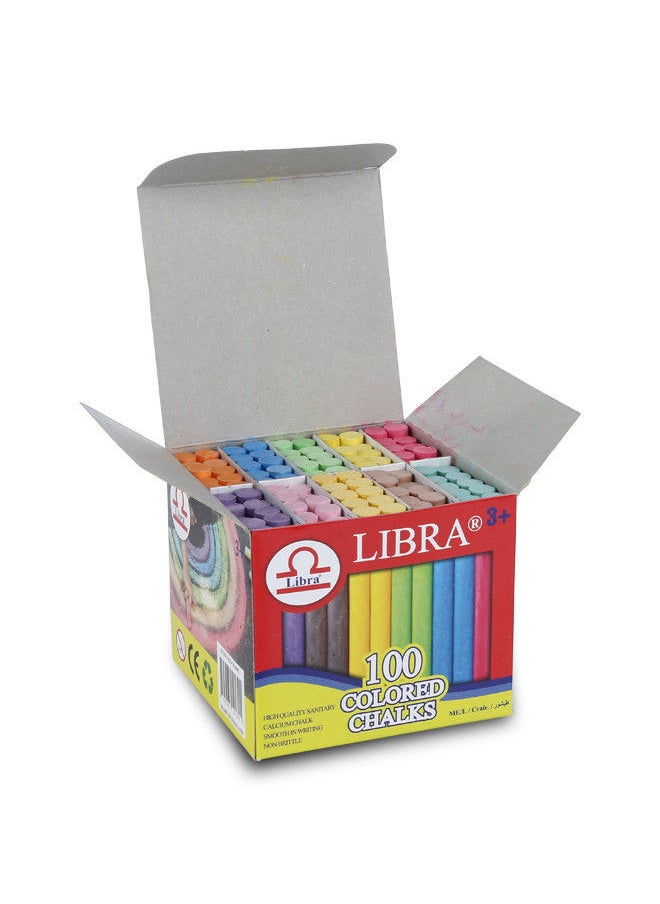 Libra High Quality Dustless coloured Chalks Smooth Writting Calcium Chalks Non Brittle 100 Pieces Box  - Image 3