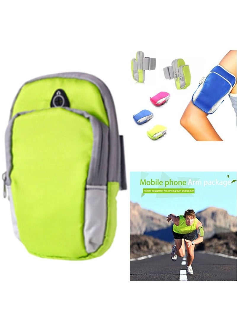ARTC Sport Armband Outdoor Portable Running Pack Multifunction Arm Bag Pouch Case Wrist Wallet Running Cycling Smartphone Arm Sleeve Pocket Wave Point Green  - Image 1