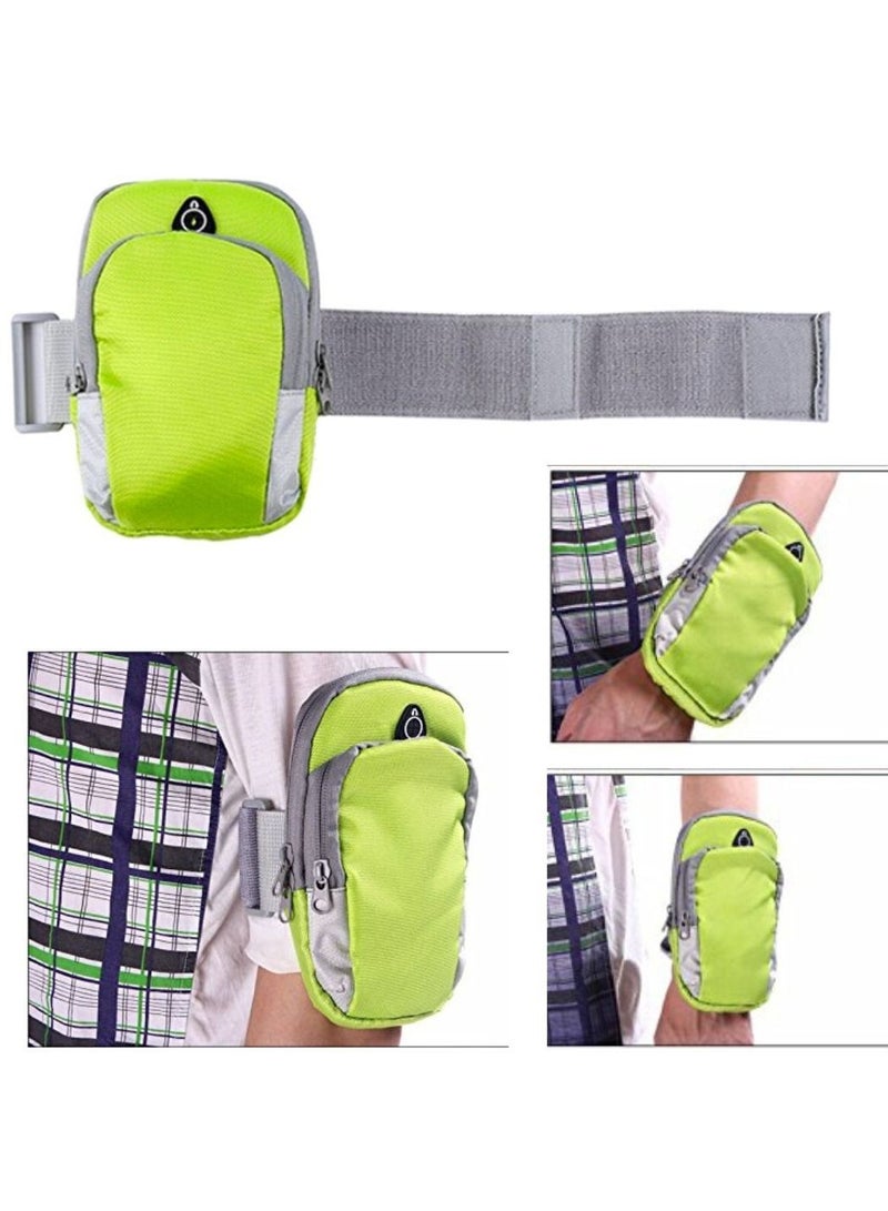 ARTC Sport Armband Outdoor Portable Running Pack Multifunction Arm Bag Pouch Case Wrist Wallet Running Cycling Smartphone Arm Sleeve Pocket Wave Point Green  - Image 2