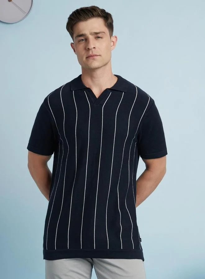 Dennis Lingo Dennis lingo Men Striped Flat Knit Polo