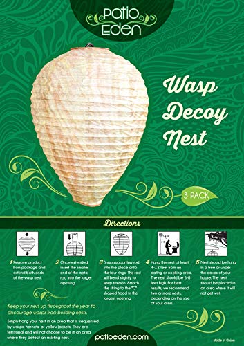 Patio Eden - Wasp Nest Decoy - 3 Pack- Eco Friendly Hanging Wasp Repellent - Image 4