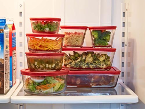 Anchor Hocking Classic Glass Food Storage Containers with Lids, Red, 16-Piece Set - Image 2