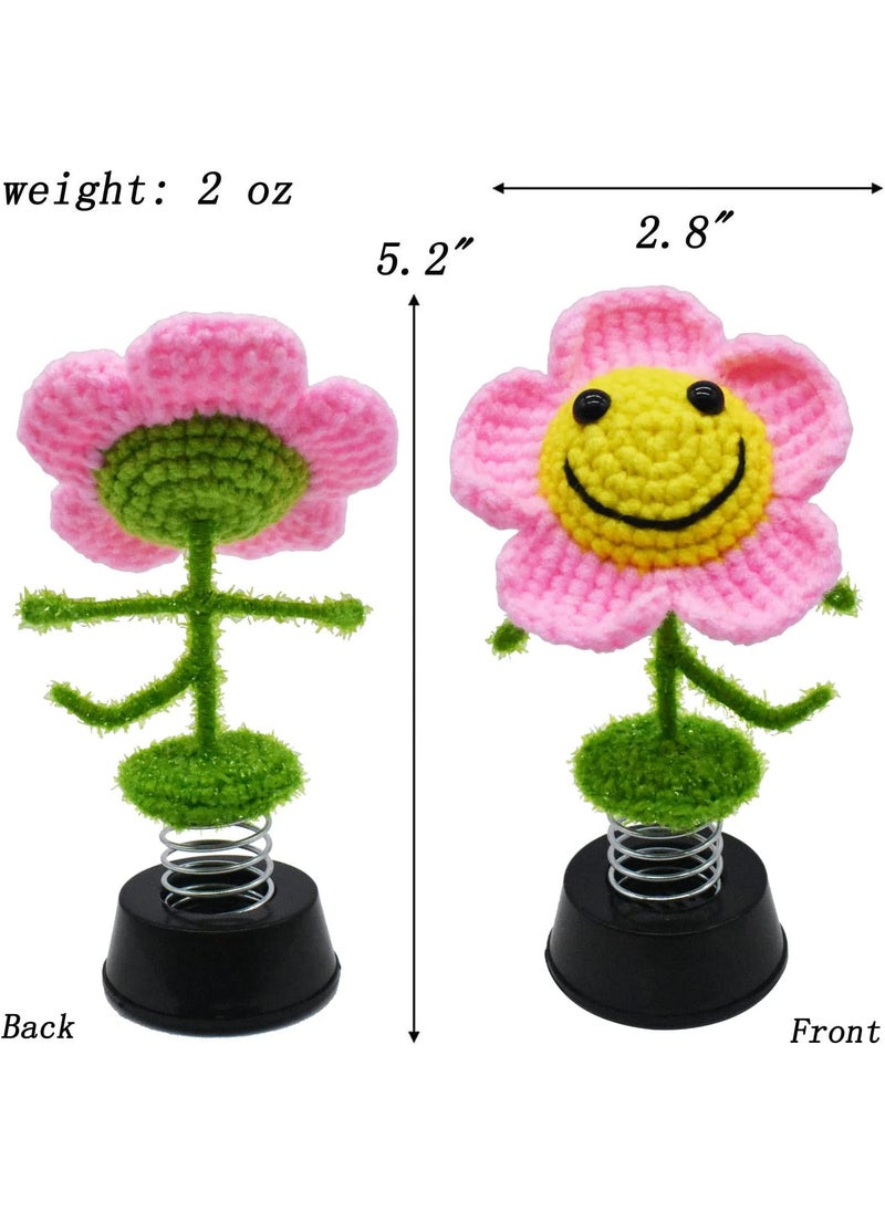 AMNQUERXUS Sunflower Gifts for Women Handmade Sunflower Decor Car Dashboard Decorations Flower Wall Decor Bottom Sticker Design Pink  - Image 3