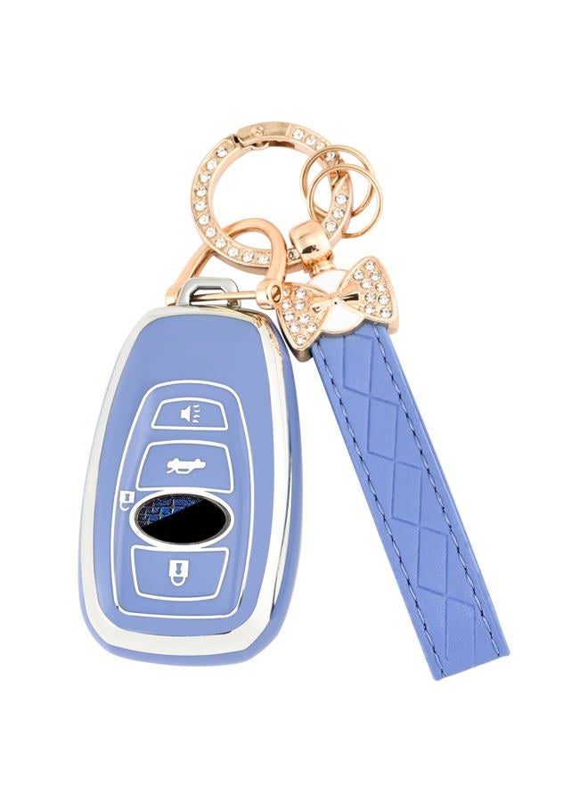 TECARATE for Subaru Key Fob Cover - Soft TPU Key case fit for Impreza Legacy BRZ Outback Ascent Crosstrek Forester BRZ WRX Sti 4 Buttons Smart Key(Blue) - Image 1