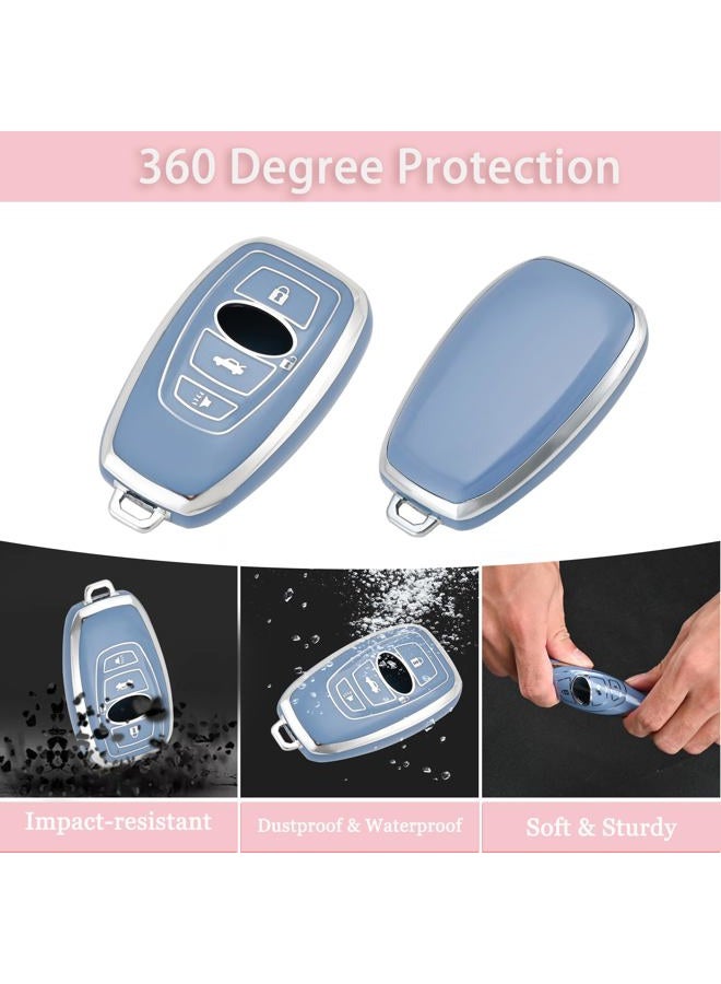 TECARATE for Subaru Key Fob Cover - Soft TPU Key case fit for Impreza Legacy BRZ Outback Ascent Crosstrek Forester BRZ WRX Sti 4 Buttons Smart Key(Blue) - Image 3