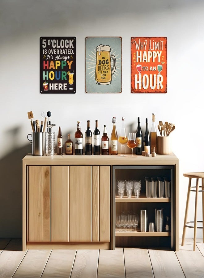 Opix Design Funny Metal Bar Sign - Humorous Wall Decor for Home Bar, Man Cave Accessories, and Basement, Patio, Outdoor Bar (Happy Hour) - Image 4