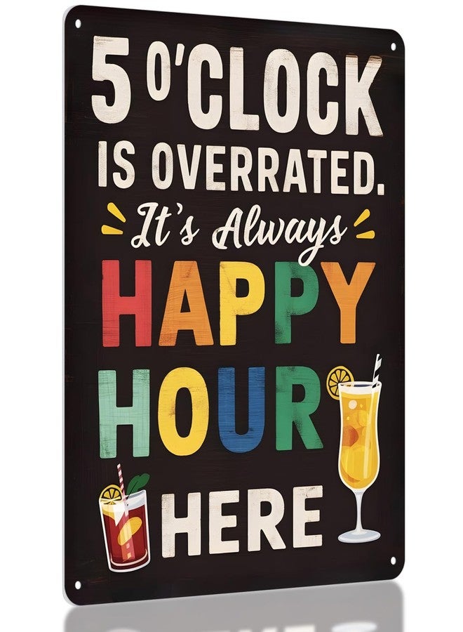 Opix Design Funny Metal Bar Sign - Humorous Wall Decor for Home Bar, Man Cave Accessories, and Basement, Patio, Outdoor Bar (Happy Hour) - Image 1
