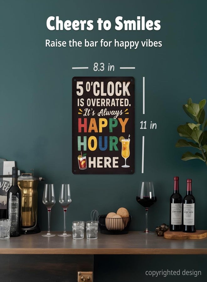 Opix Design Funny Metal Bar Sign - Humorous Wall Decor for Home Bar, Man Cave Accessories, and Basement, Patio, Outdoor Bar (Happy Hour) - Image 2