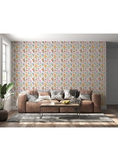 Home Gallery Illustration Of Trendy Floral Vintage Style Flowers Background Fabric Wallpaper Covers An Area ​​Up To 4.2Mx3M With Adhesive  And Smoothing Tool  - Image 5