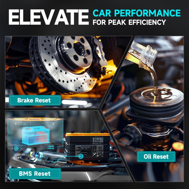 DND ماسح ضوئي OBD2 بلوتوث من DND - أداة تشخيص جميع الأنظمة لـ iOS و Android، قارئ رموز للسيارات، أداة مسح مجانية محدثة، ماسح ضوئي تشخيصي ثنائي الاتجاه مع إعادة تعيين الزيت، تسجيل البطارية - Image 3