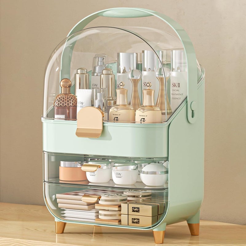 REPLEX Skin-care Organizer Storage Box for Dresser Portable Waterproof and Dustproof Cosmetics and Beauty Case for Bathroom Countertop Vanity with Clear Lid Display - Image 1