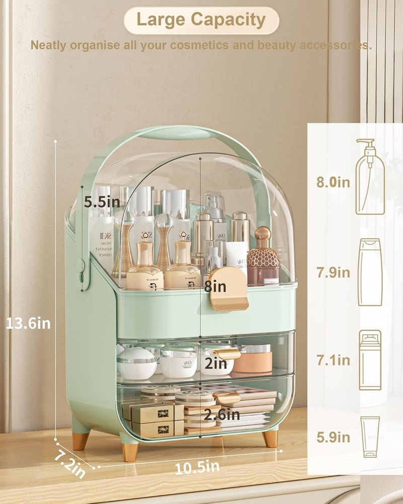 REPLEX Skin-care Organizer Storage Box for Dresser Portable Waterproof and Dustproof Cosmetics and Beauty Case for Bathroom Countertop Vanity with Clear Lid Display - Image 2