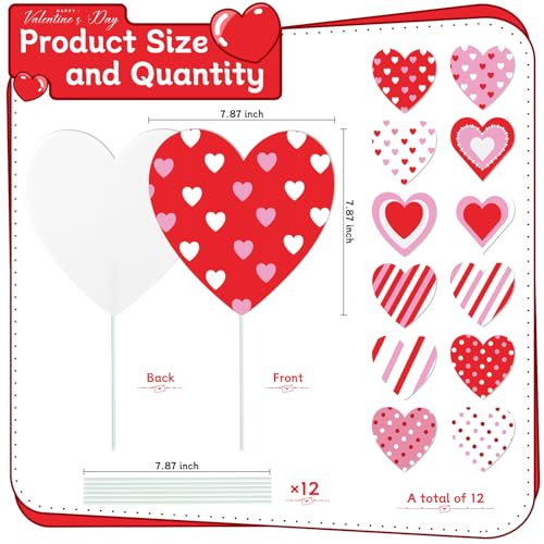 ARQRHTLY Valentine’s Day Decorations Tree Ornaments, 12 Pcs Large Red Pink White Cute Candy Heart San Valentine Tree Picks Ornaments for Valentine Wedding Anniversary Home Decor - Image 3