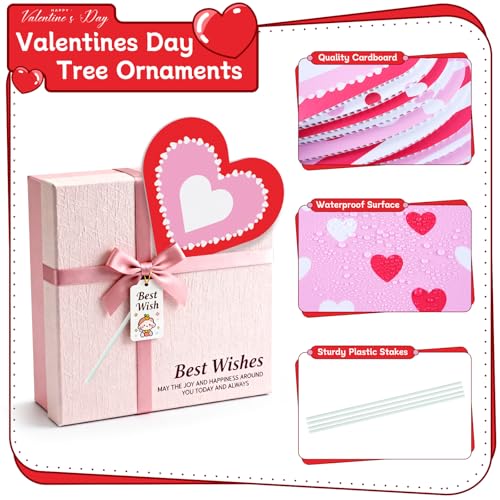 ARQRHTLY Valentine’s Day Decorations Tree Ornaments, 12 Pcs Large Red Pink White Cute Candy Heart San Valentine Tree Picks Ornaments for Valentine Wedding Anniversary Home Decor - Image 4