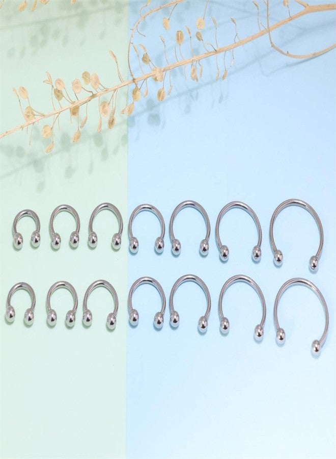Earmark 20G Horseshoe Septum Nose Nostril Ring Hoop, 7 Pairs Circular Curved Barbell Externally Threaded, Silver Small Body Piercing Jewelry Set for Lip Eyebrow Belly labret Daith Tragus Helix - Image 5