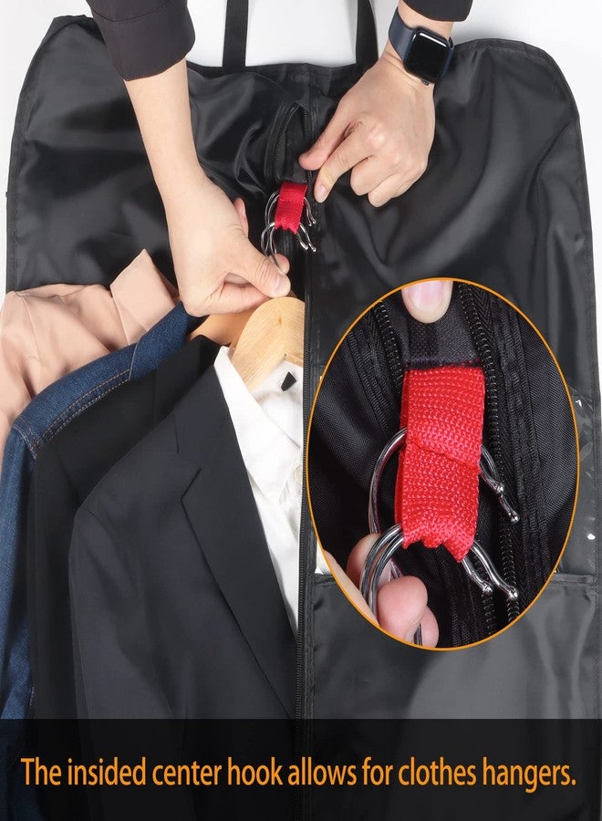 Syeeiex 50" Garment Bags for Travel,Suit Travel Bags for Men with Handles and 6 Pockets, Gusseted Thick Oxford Garment Cover for Hanging Clothes, Foldable Suit Cover Bag for Storage, Black - Image 3
