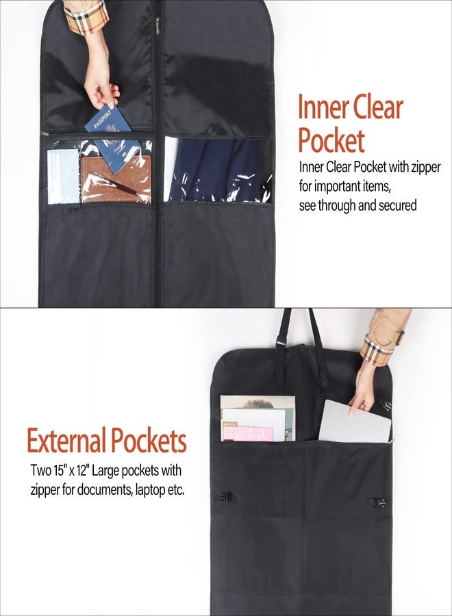 Syeeiex 50" Garment Bags for Travel,Suit Travel Bags for Men with Handles and 6 Pockets, Gusseted Thick Oxford Garment Cover for Hanging Clothes, Foldable Suit Cover Bag for Storage, Black - Image 4