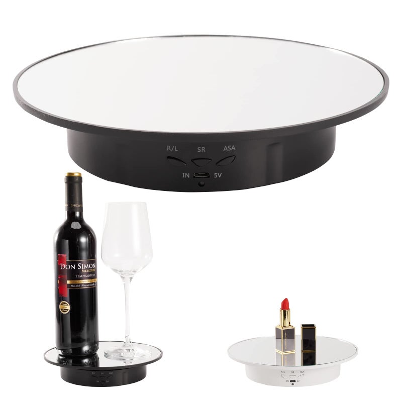 Motorized Display Stand  787 Rotating Platform with Mirror Cover USB Charging Port 22 lbs Load Capacity Ideal for Jewelry 3D Model Cake Photography