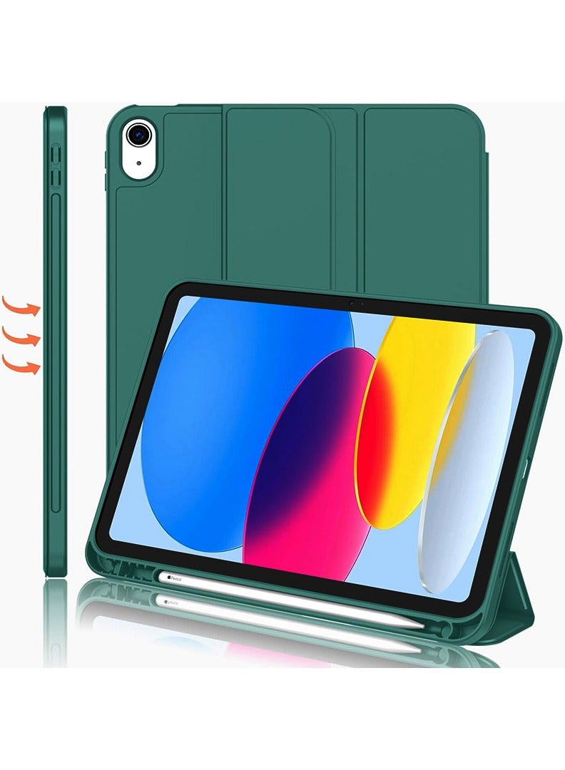 Theodor Case for iPad Air M3 2025/ M2 2024 11-Inch , iPad Air 5/4 (2022/2020 5th/4th Gen 10.9-Inch) with Pencil Holder, Slim Tablet Cover with Soft TPU Back, Auto Wake/Sleep Dark Green - Image 1