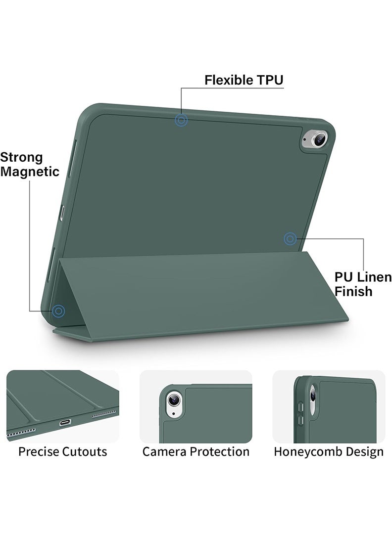 Theodor Slim Smart Case for iPad Air 11 Inch (M4 2026/ M3 2025/ M2 2024) Lightweight Slim Trifold Cover with Pencil Holder, Soft TPU Back, Auto Wake Sleep, Shockproof Protective Tablet Case - Dark Green - Image 4
