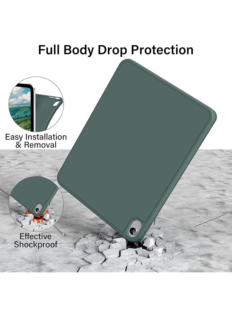 Theodor Slim Smart Case for iPad Air 11 Inch (M4 2026/ M3 2025/ M2 2024) Lightweight Slim Trifold Cover with Pencil Holder, Soft TPU Back, Auto Wake Sleep, Shockproof Protective Tablet Case - Dark Green - Image 3