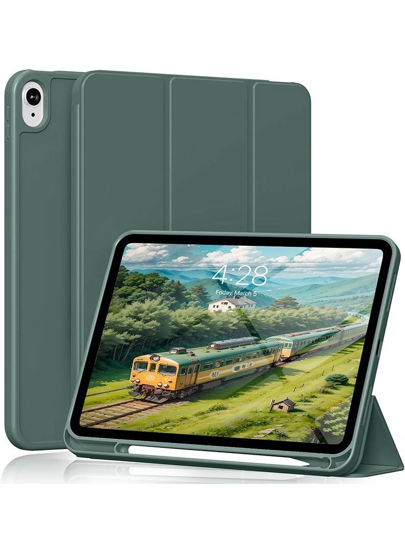 Theodor Slim Smart Case for iPad Air 11 Inch (M4 2026/ M3 2025/ M2 2024) Lightweight Slim Trifold Cover with Pencil Holder, Soft TPU Back, Auto Wake Sleep, Shockproof Protective Tablet Case - Dark Green - Image 1