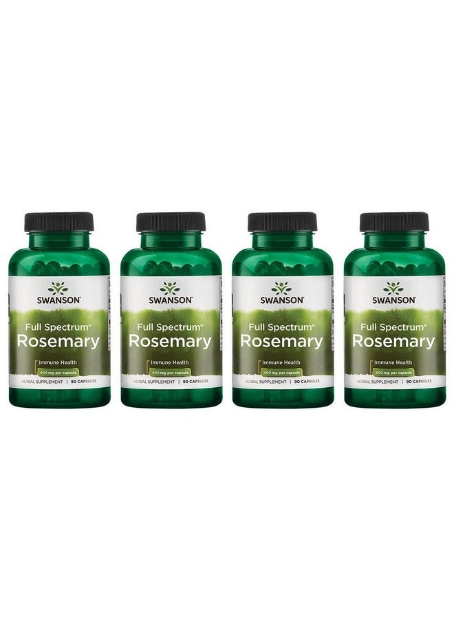 Swanson Full Spectrum Rosemary - Herbal Supplement Promoting Immune Health Support - Natural Formula to Help Defend The Body & Support Overall Wellness - (90 Capsules, 400mg Each) (4 Pack)