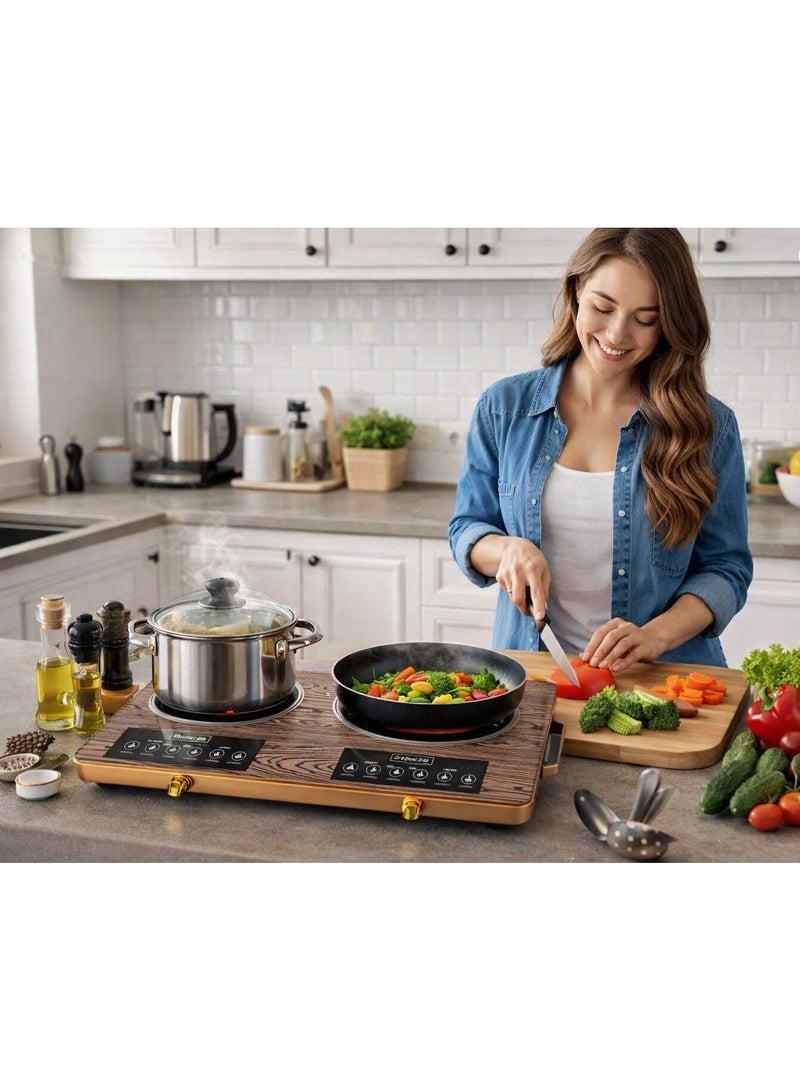 Double Infrared Electric Cooker 3500W – Dual Burner Ceramic Cooktop with LED Display, Timer Function, Touch Control, Overheat Protection – Portable Electric Stove for Home, Office & Kitchen - Image 3