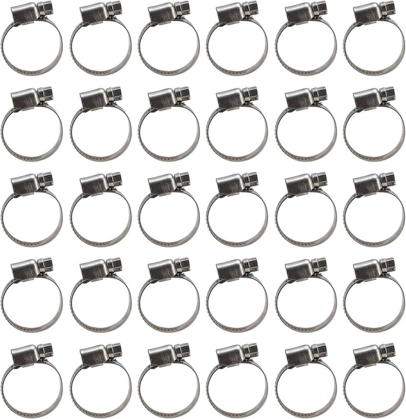 30Pcs German Style Hose Clamps, Adjustable 304 Stainless Steel Fuel Line Clamp, Pipe Tube Clips for Automotive Water Fuel Lines (18-32) - Image 1