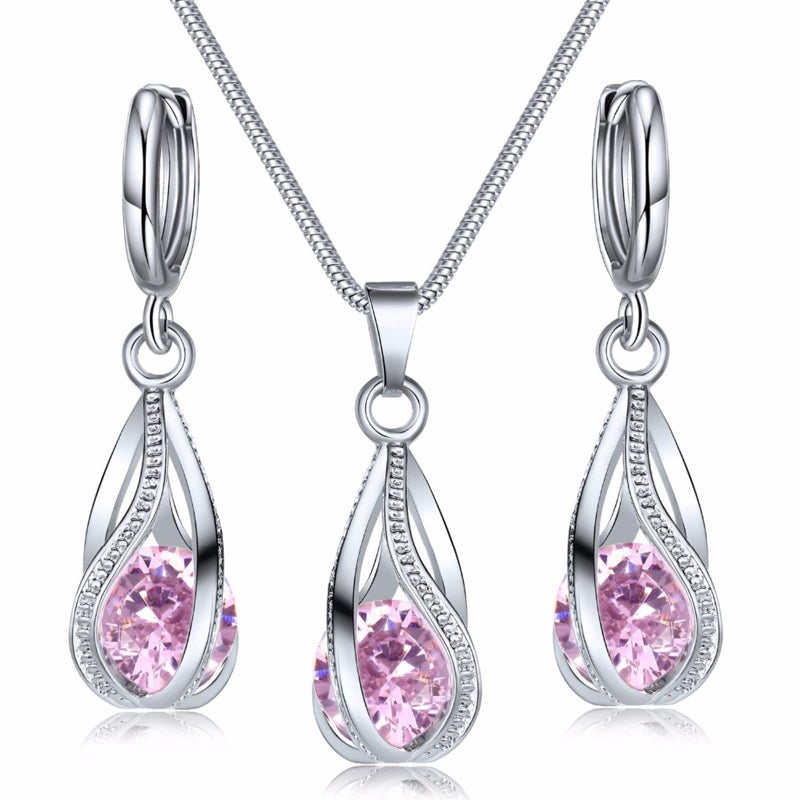 IFKM Silver Jewelry Sets for Women Rhinestone Crystal CZ Bridal Bridesmaid Accessories Necklace Earrings set for Wedding Prom Anniversary Birthday Gifts - Image 1